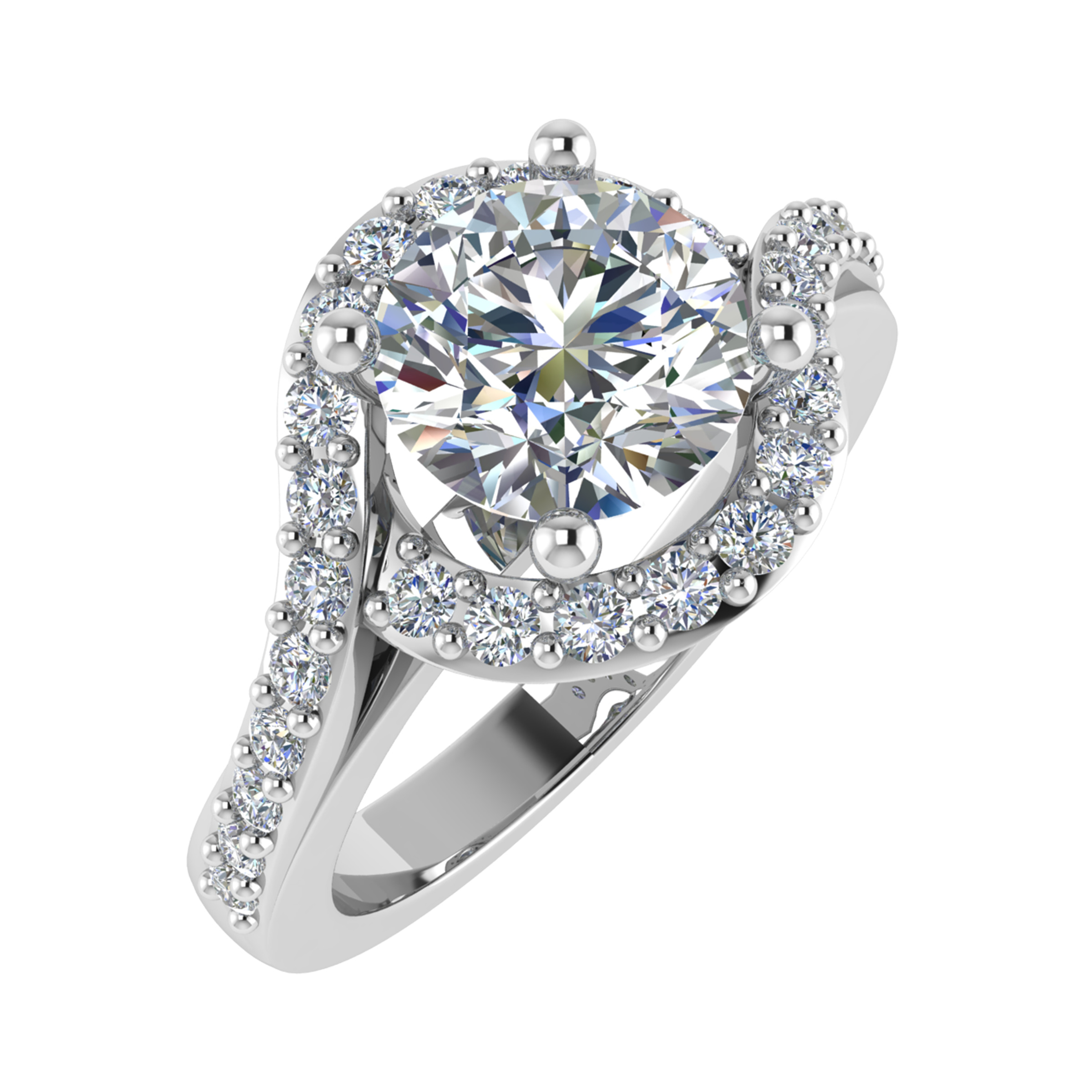 Salina Curved Shoulder Halo Engagement Ring