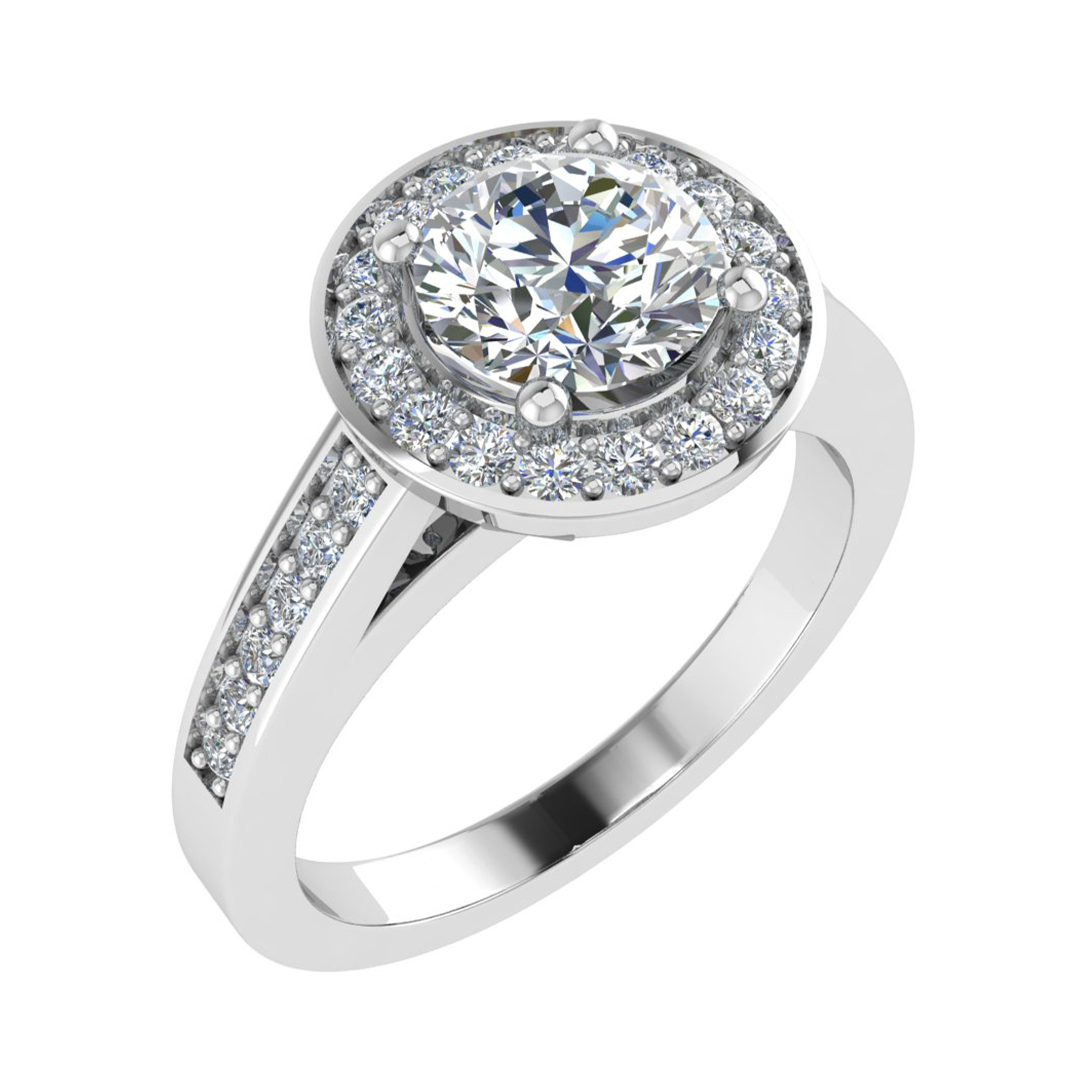 Suki Single Row Diamond Halo Engagement Ring