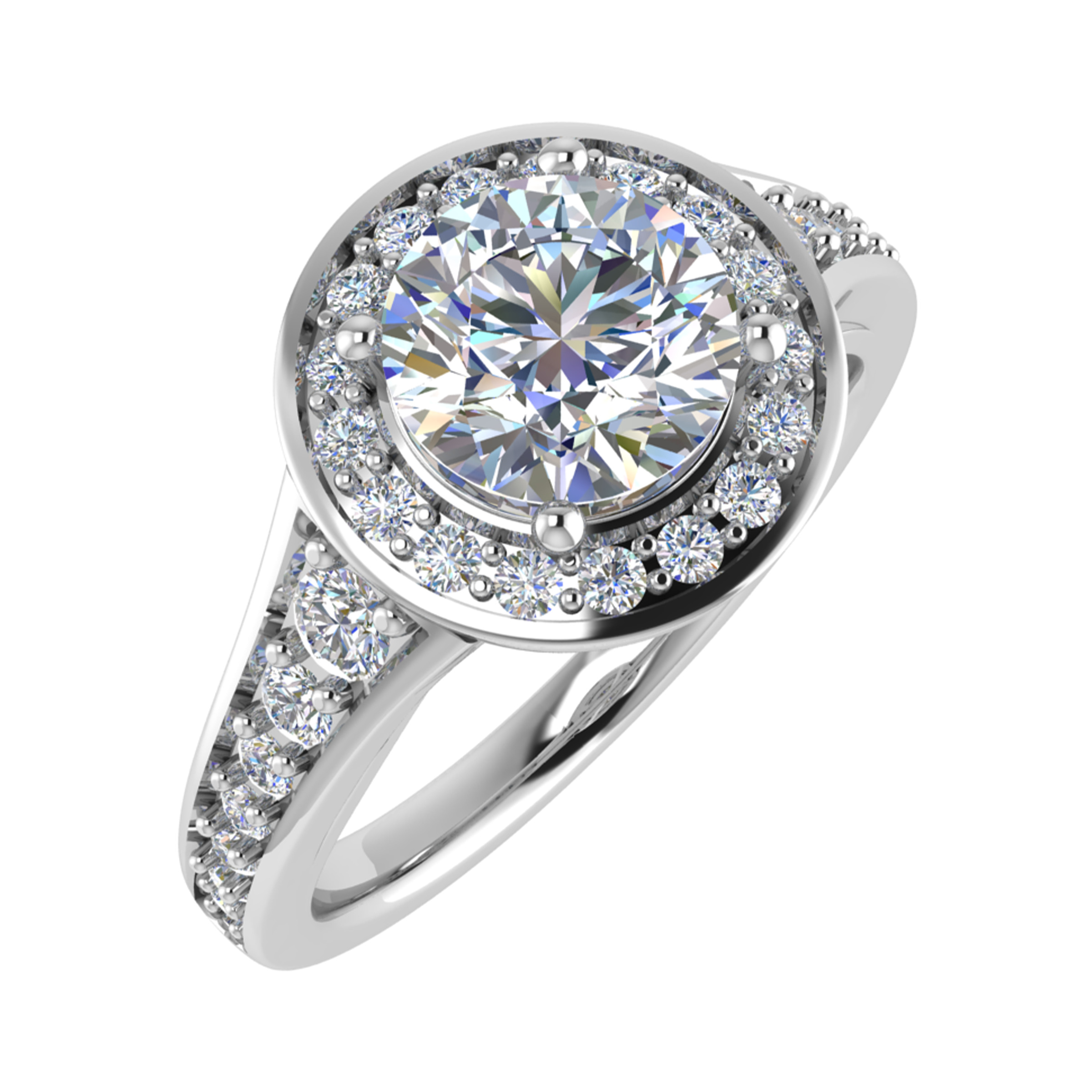 Tessa Reverse Tapered Shoulder Halo Engagement Ring