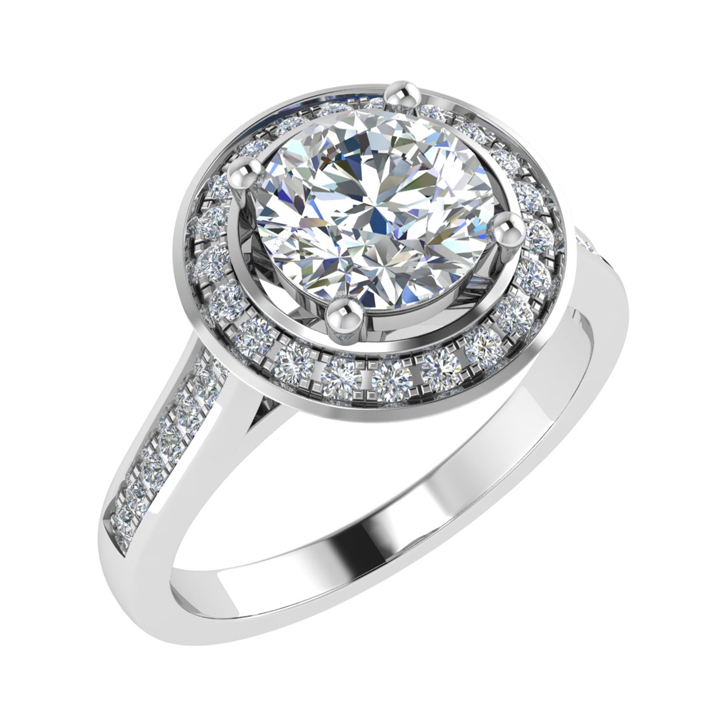 Maya Single Row Diamond Halo Engagement Ring