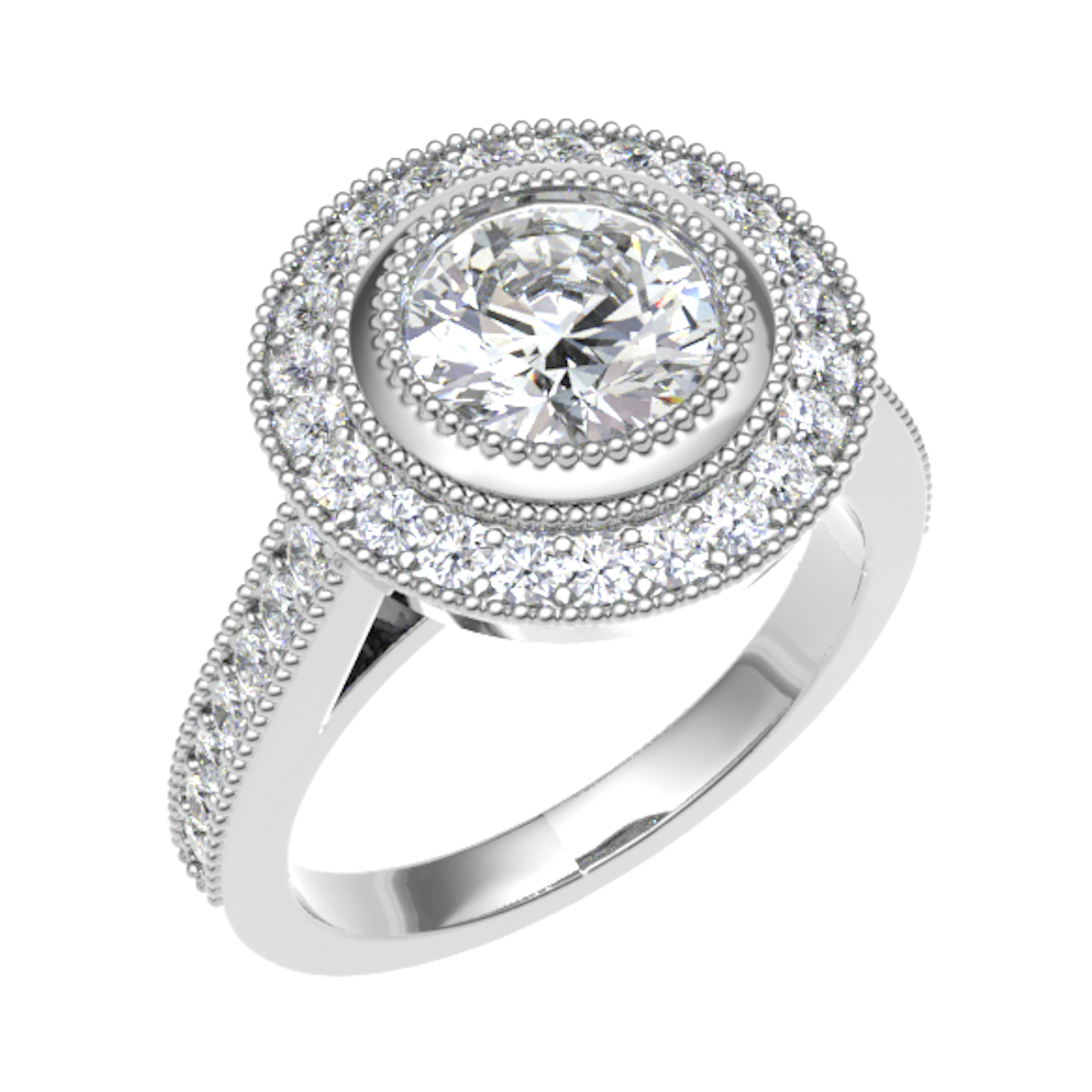 Melita Diamond on Underhead Roll Halo Engagement Ring