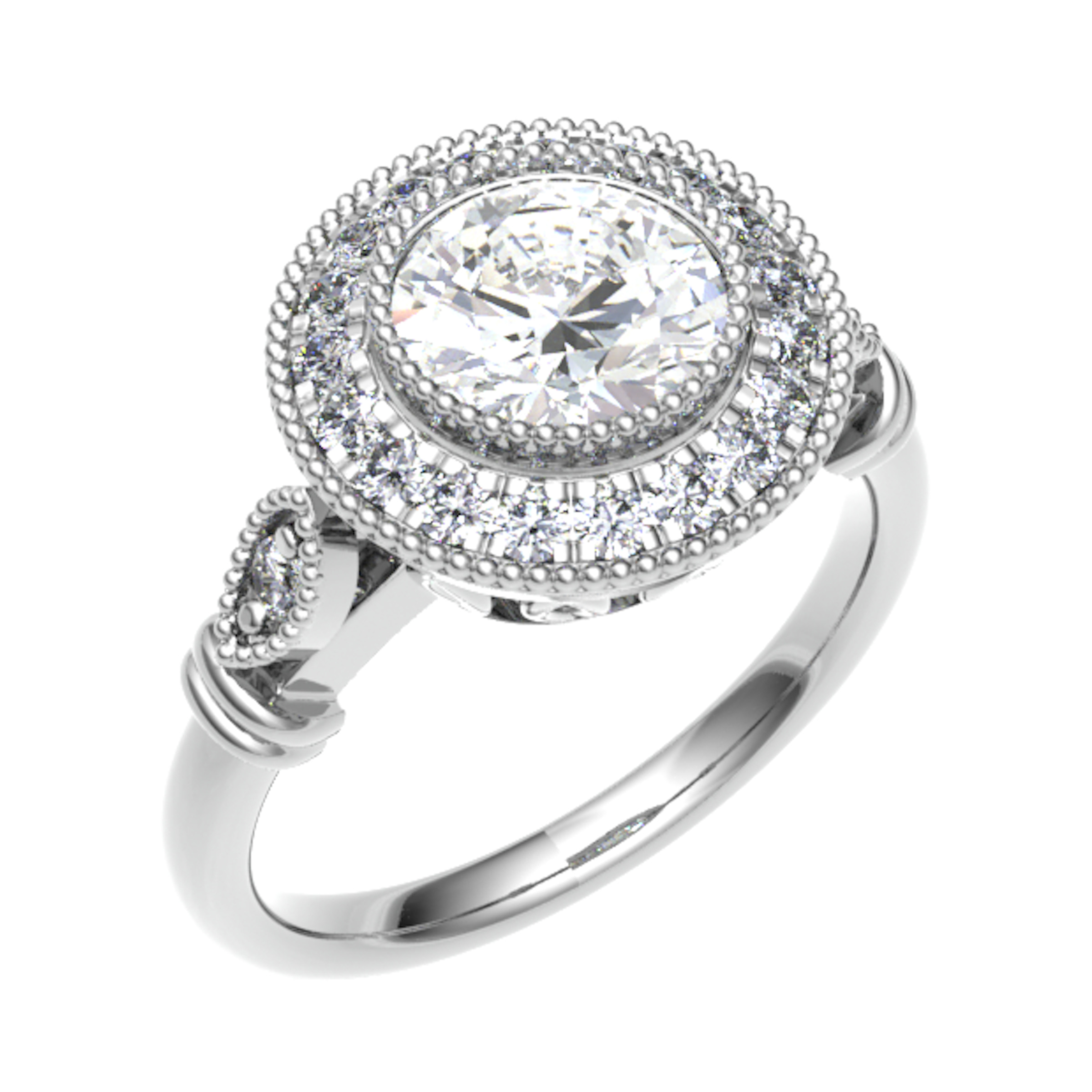 Neha Milgrain Designed Halo Engagement Ring