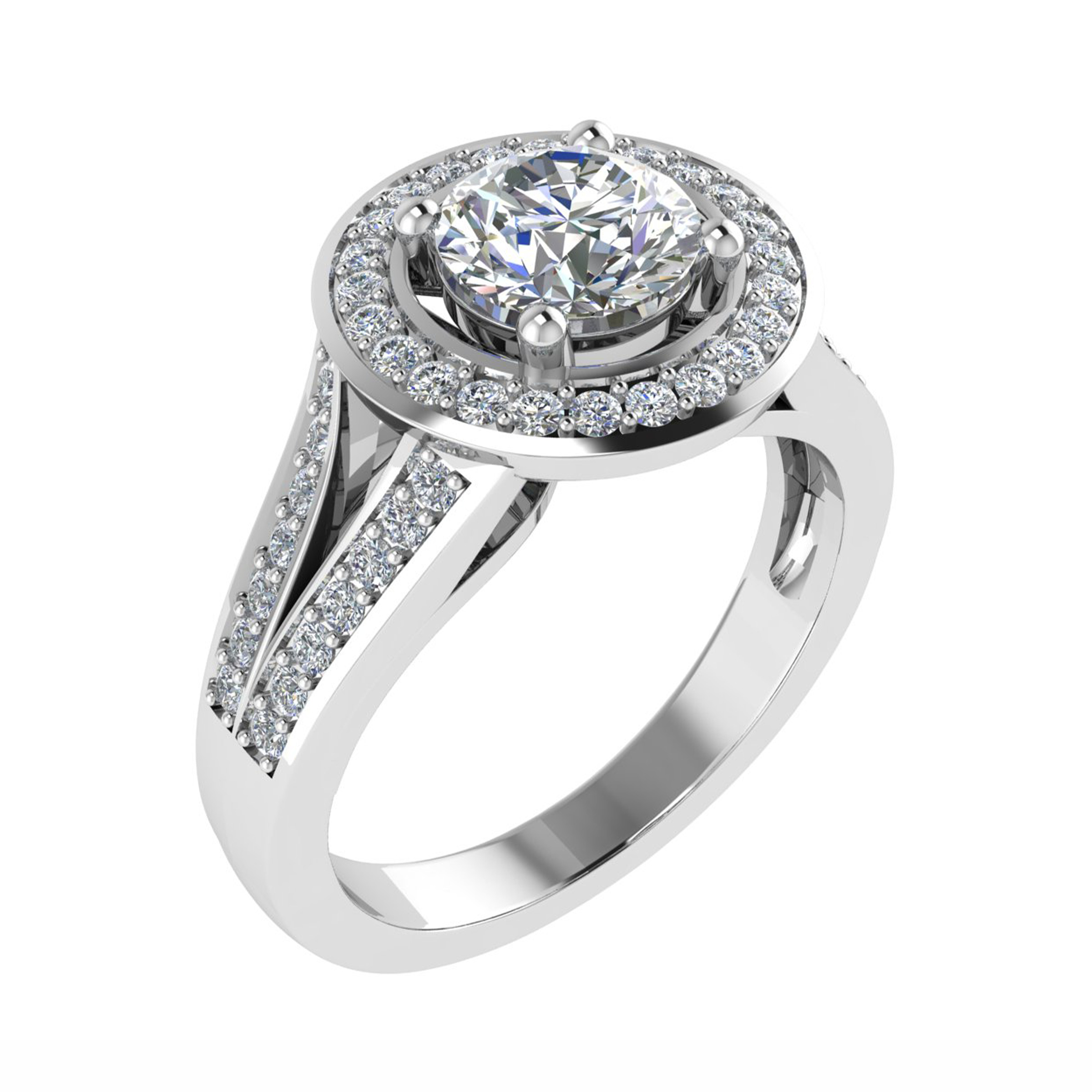 Juliet Double Row Split Shoulder Halo Engagement Ring From 0.20-3.00 Carat