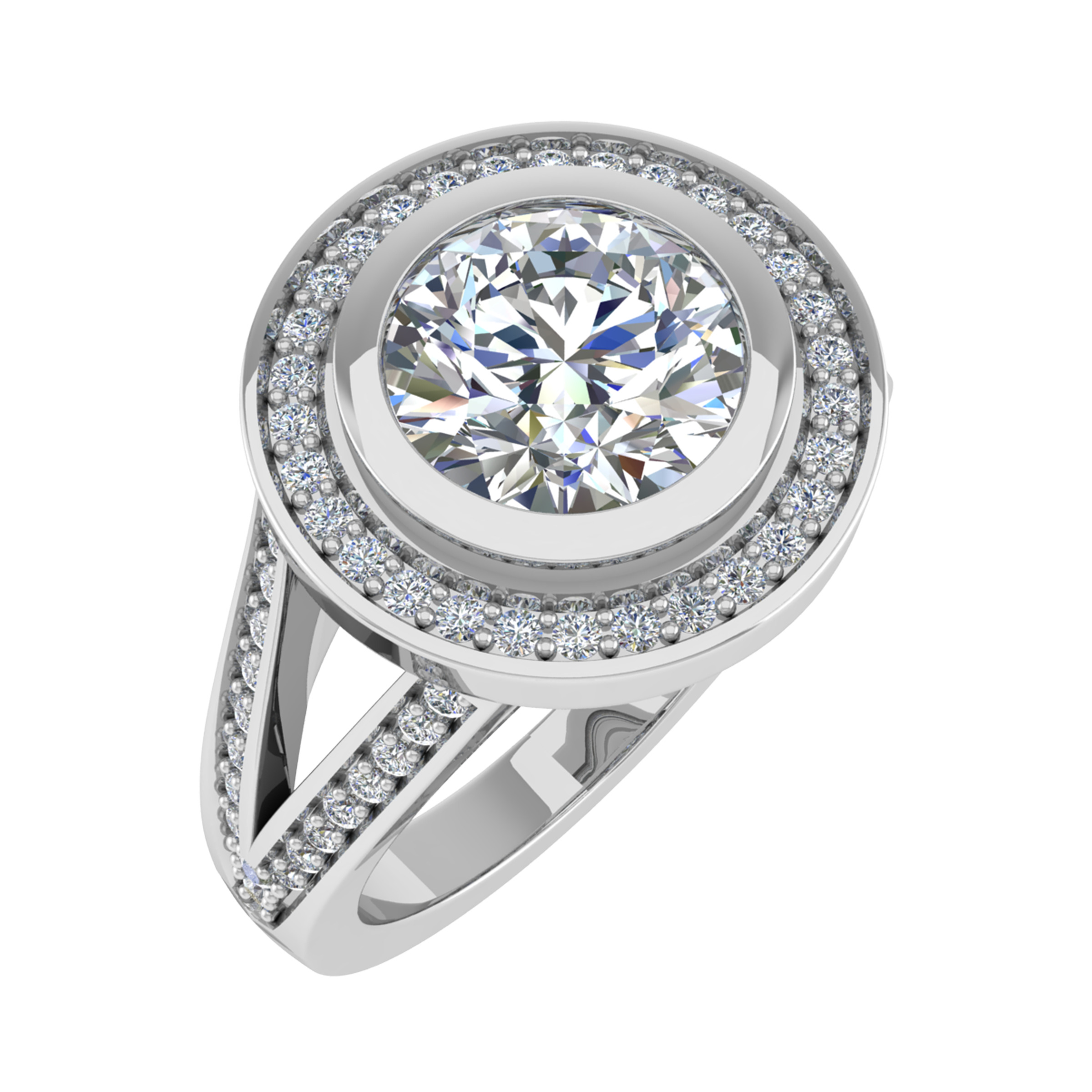 Sarah Fishtail Shoulder Halo Engagement Ring