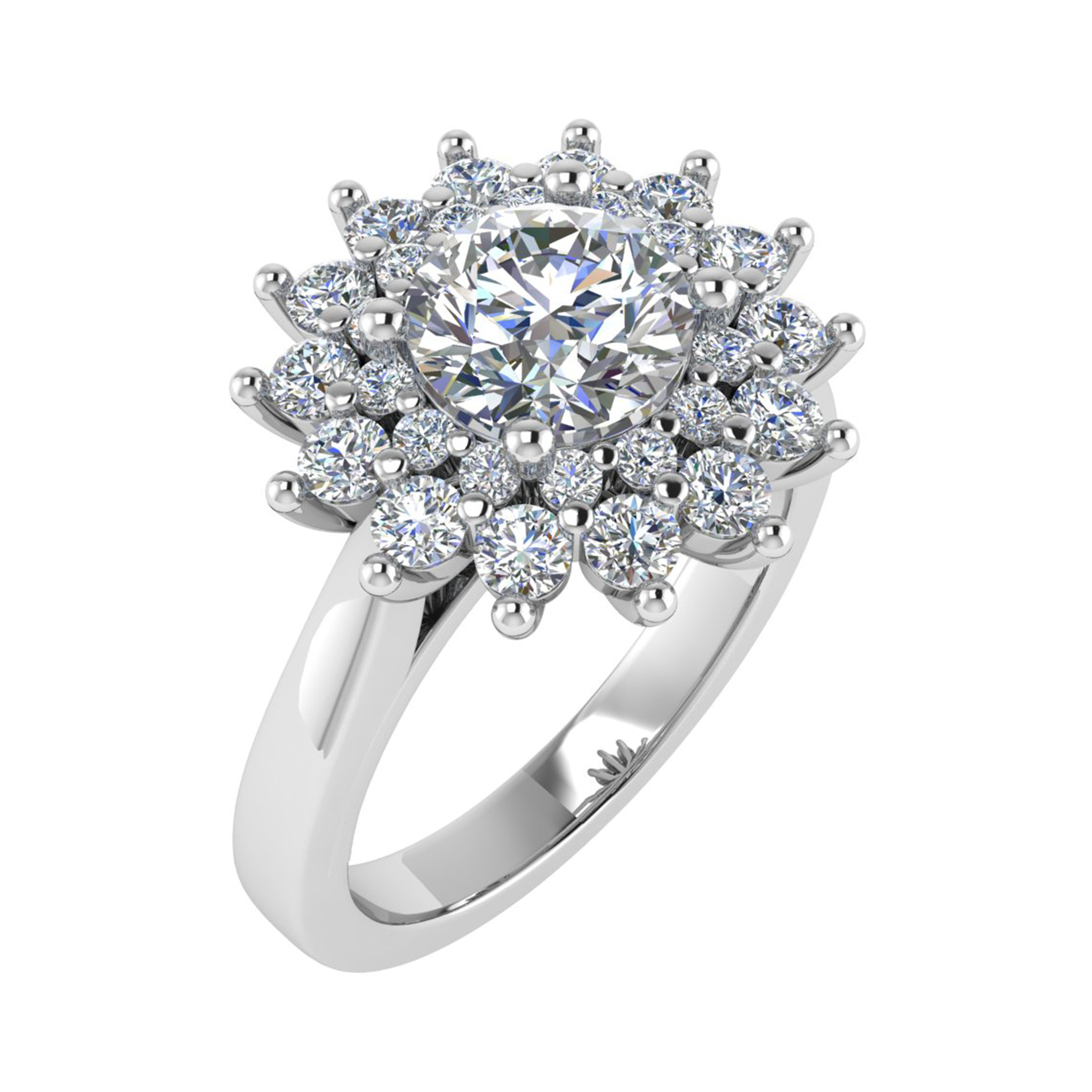 Susan Double Halo Tapered Shoulder Engagement Ring From 0.20-3.00 Carat