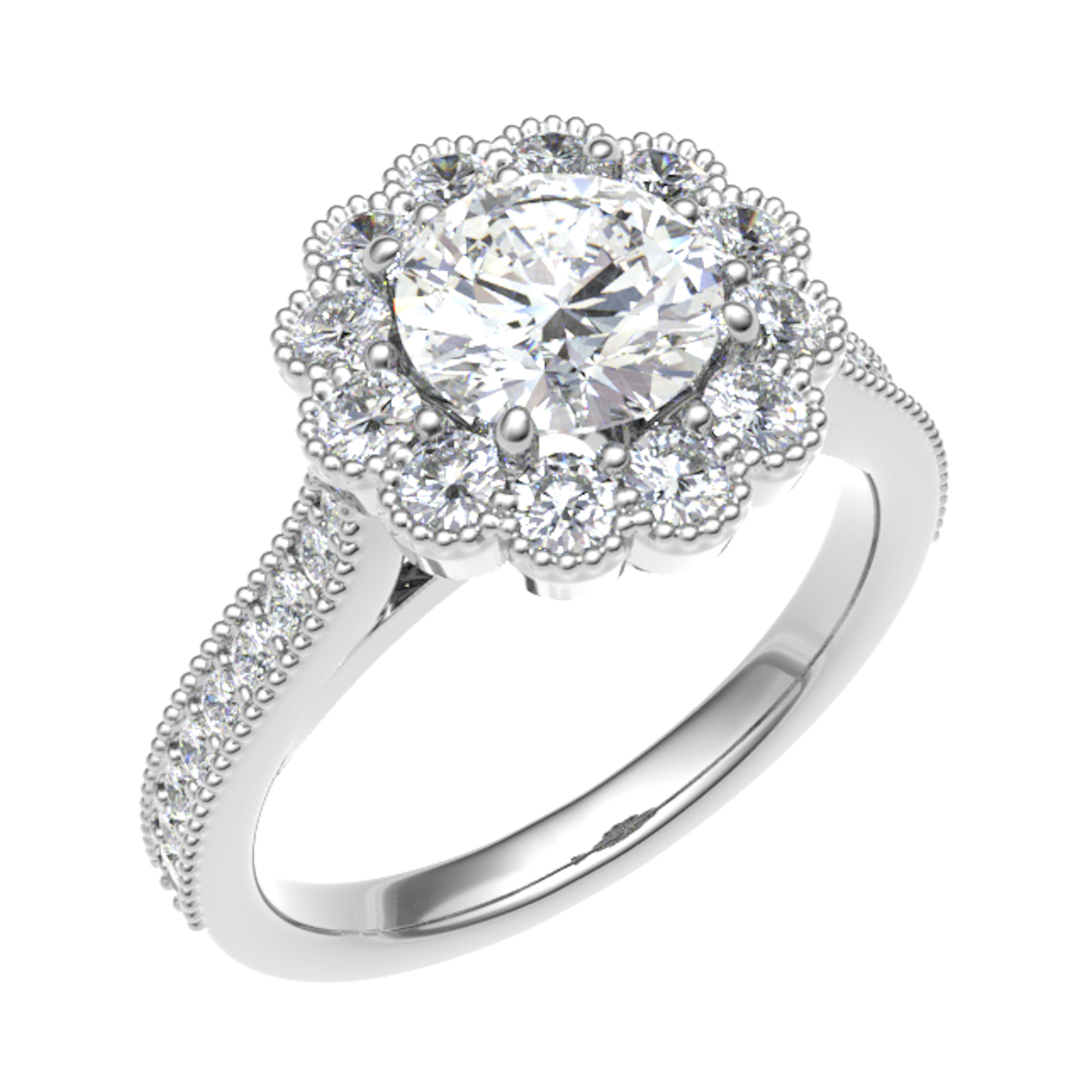 Rue Flowery Style Halo Engagement Ring From 0.20-3.00 Carat