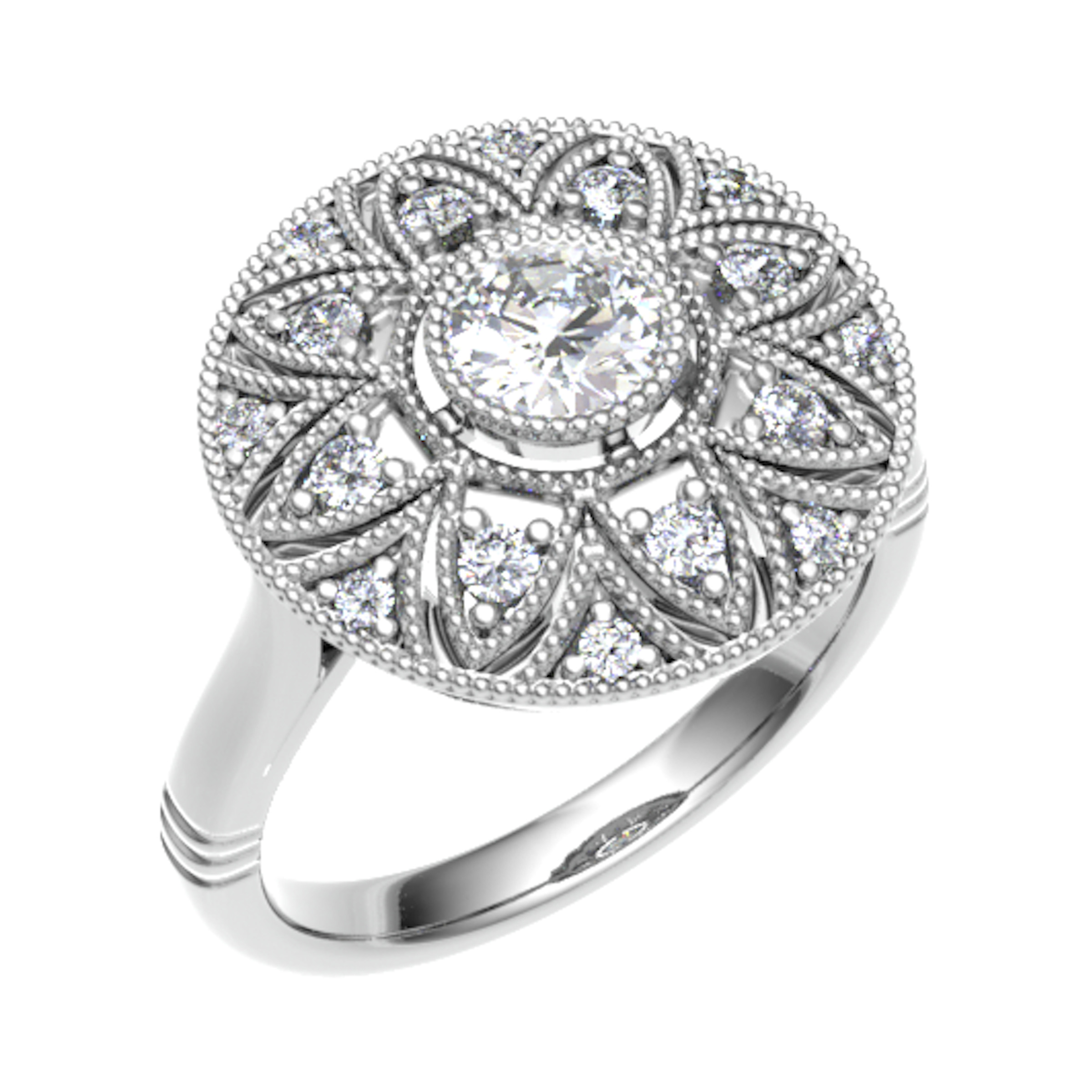 Rachel Vintage Style Halo Engagement Ring