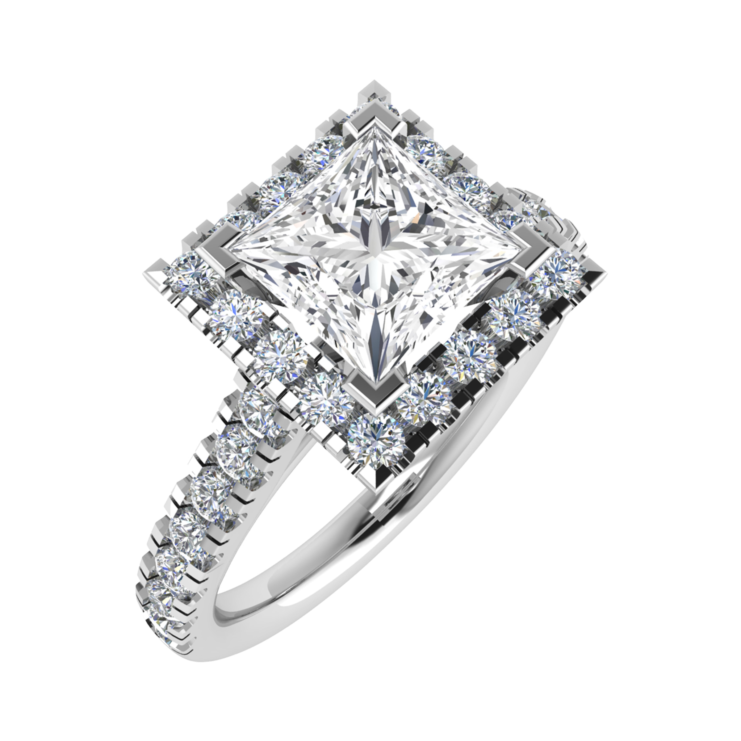 Sage Princess Cut Halo Engagement Ring From 0.20-3.00 Carat