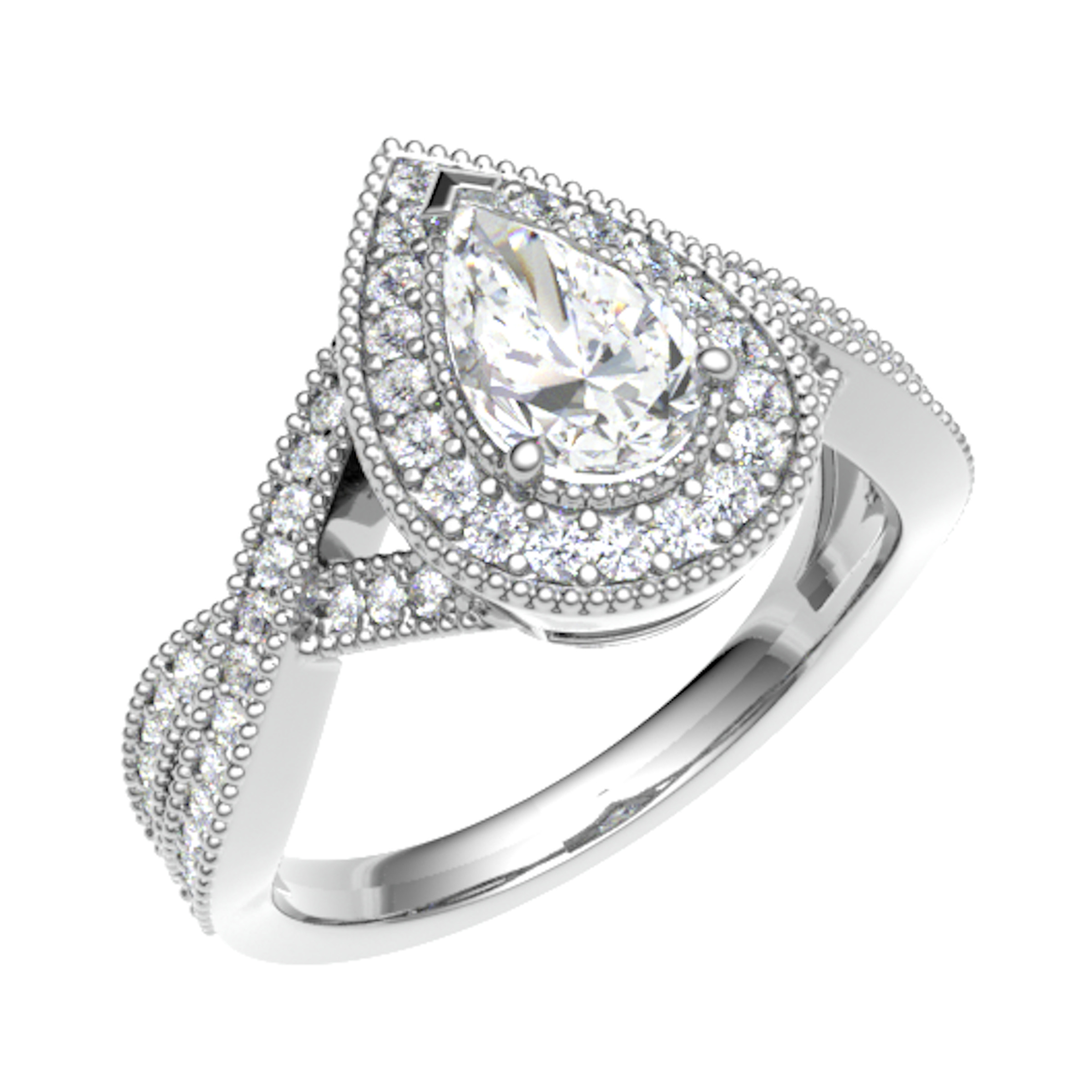 3 Ct Lab-Created Pear Cut Mercy  Emerald Diamond Rings in 9K White Gold