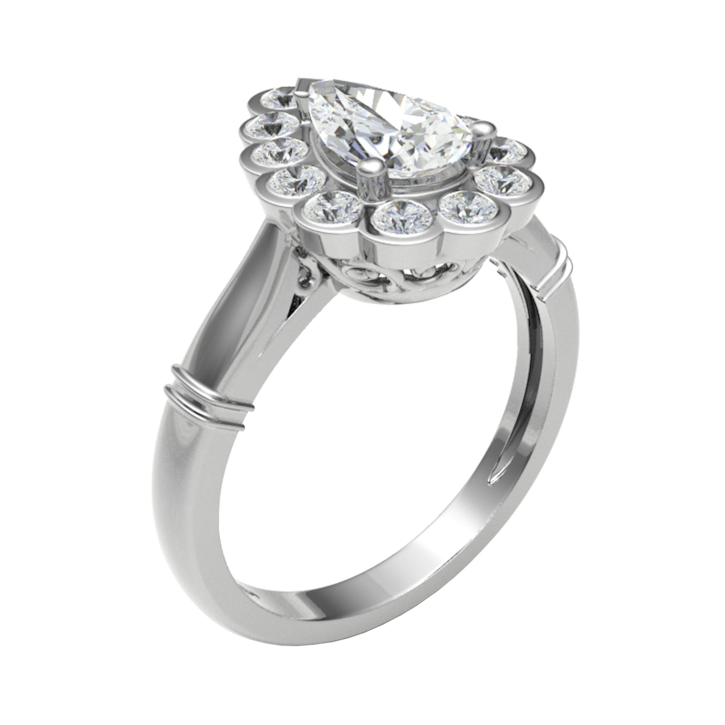3 Ct Lab-Created Pear Cut Marinus  Emerald Diamond Rings in 9K White Gold