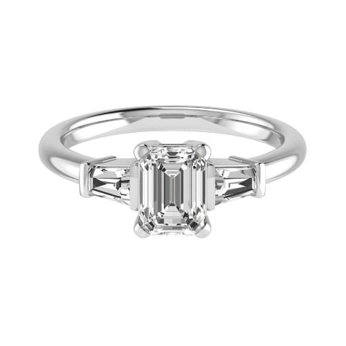 Chatlie Emerald Cut Engagement Ring Bagutte Shaped Side Stone