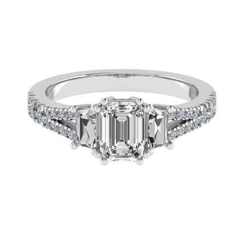 Kelly Emerald Cut Tapered Shoulder Engagement Ring 