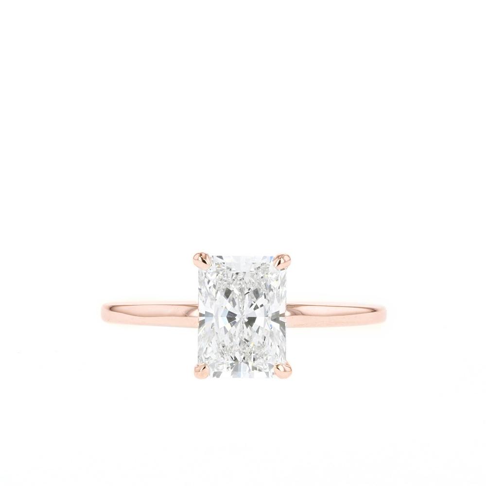 0.2 Ct Natural Radiant Cut Chante  Solitaire Diamond Rings in 9K White Gold