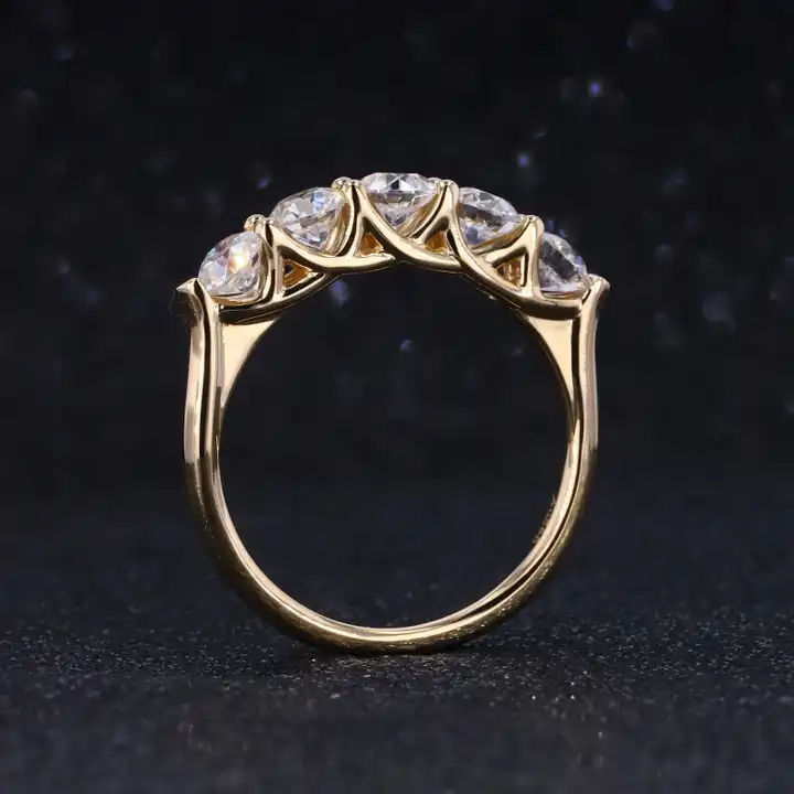 1.25 Carat FG/SI Natural Diamond Round Shaped 5 Stone Half Eternity Ring