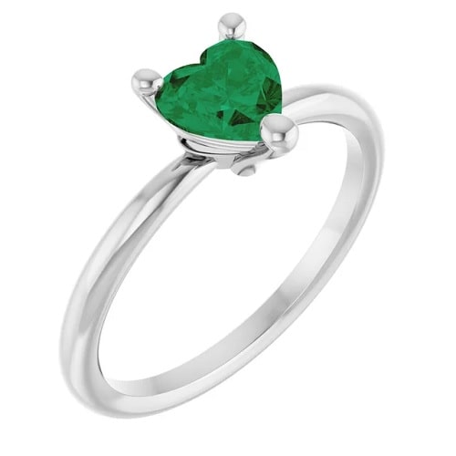1.00 Carat Natural Emerald May Birthstone Heart Brilliant Cut Women's Ring