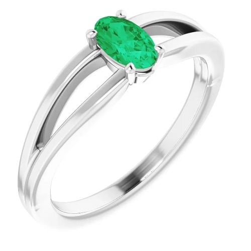 0.25 Carat Natural Emerald May Birthstone Oval Brilliant Cut Women's Ring