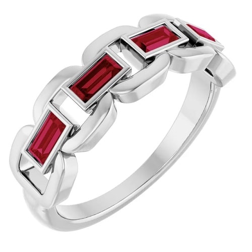 1.80 Carat Baguette cut Ruby Natural And Lab-Grown Ring with Bezel-set 