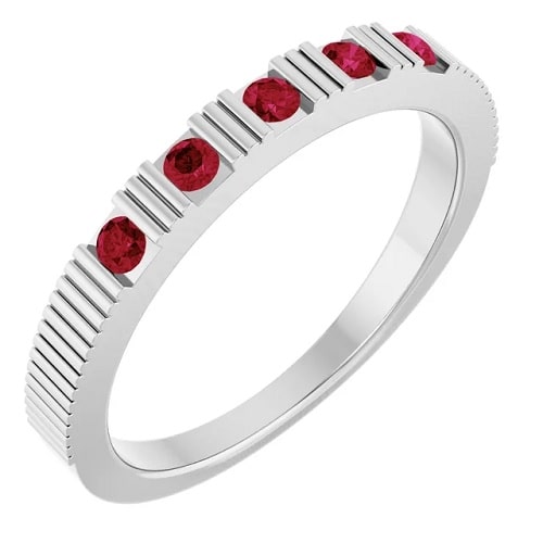 0.25 Carat Round cut Ruby Natural And Lab-Grown Stackable Ring with Bezel-set 
