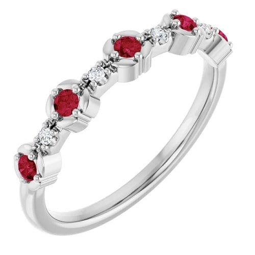 0.30 Carat Round cut Ruby & Diamond Natural And Lab-Grown Ring with Claw-set 