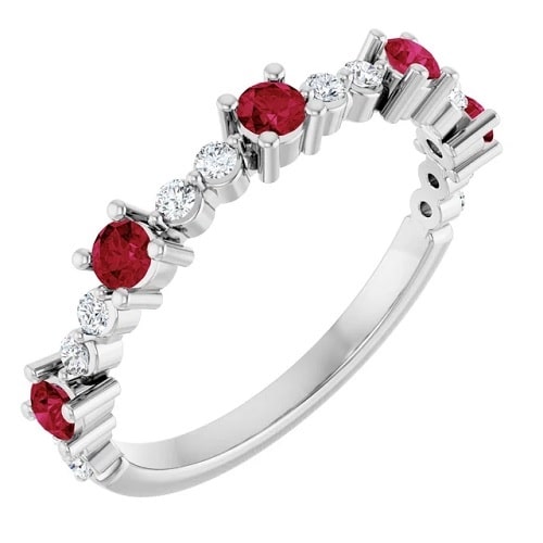 0.57 Carat Round cut Ruby & Diamond Natural And Lab-Grown Ring with Claw-set 