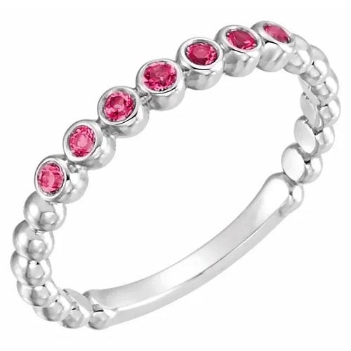 0.21 Carat Round cut Ruby Natural And Lab-Grown Stackable Ring with Bezel-set 