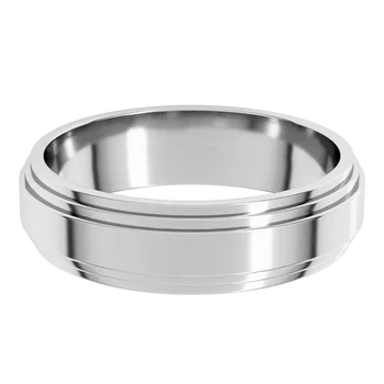 Sterling Silver Standard Weight Double Stepped Edge Standard Fit Flat Band