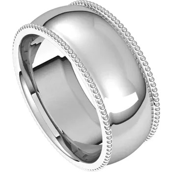 Sterling Silver Standard Weight Bead Comfort Fit Half Round Band