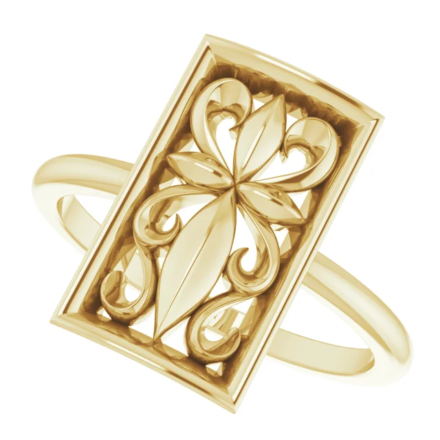 Sleek Filigree Square Setting Ring