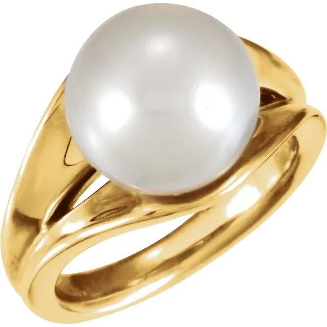 Round Shape Polished Ring 12 mm Pearl