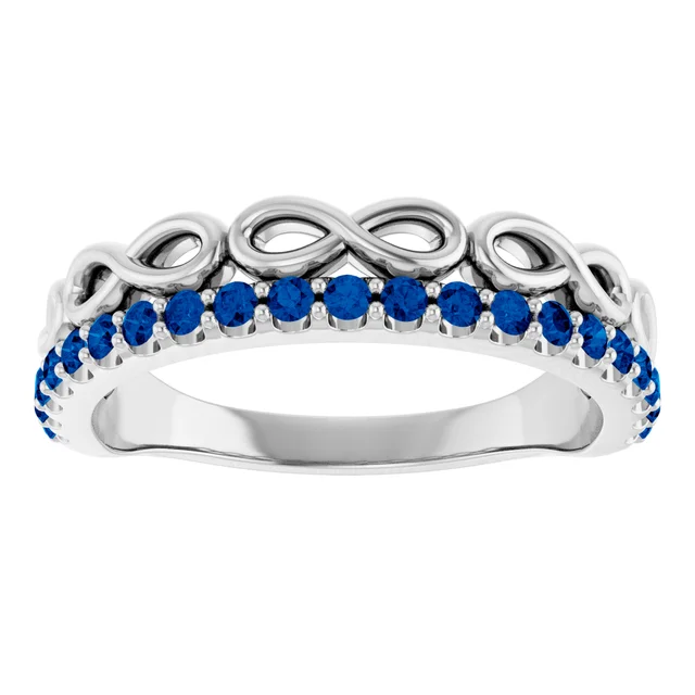 0.63ct Round Sapphire Natural and Lab Made Infinity-Inspired Stackable Ring With Four Prong Setting