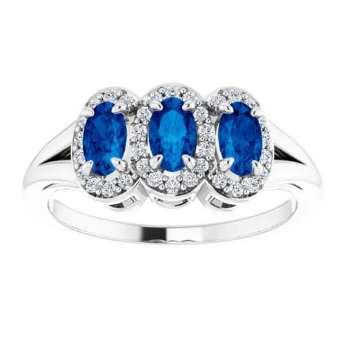 Amberlin 0.52 Carat Blue Sapphire 4 Prong  Diamond Ring