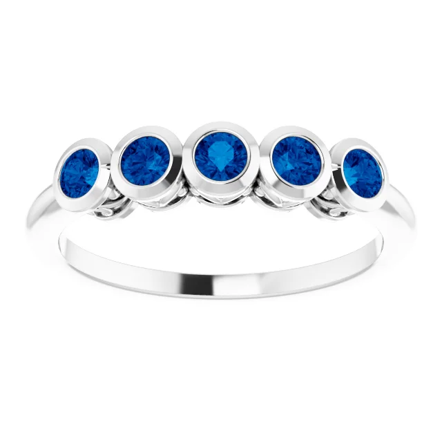 Ashling Blue Sapphire Bezel Set  Diamond Ring