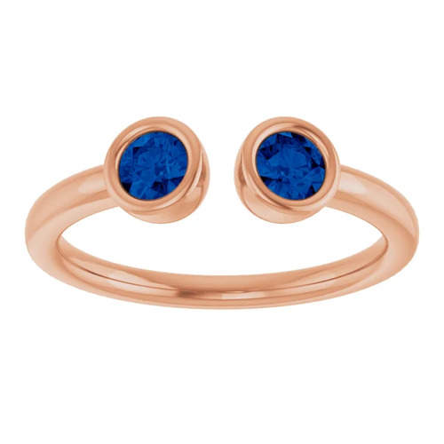 Madaline Blue Sapphire Bezel  Diamond Ring