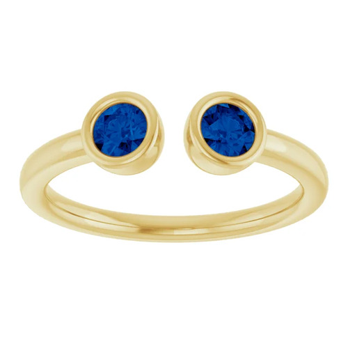Madaline Blue Sapphire Bezel  Diamond Ring