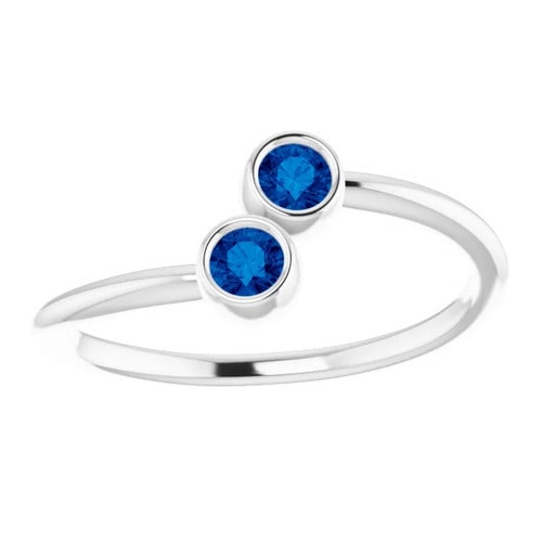 Marygrace Blue Sapphire Bezel  Diamond Ring