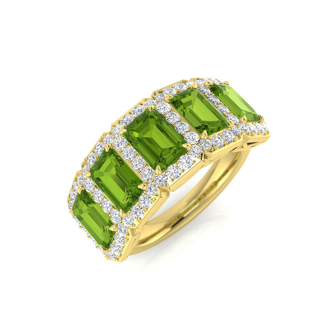 Adrinal Peridot Prong set  Diamond Ring