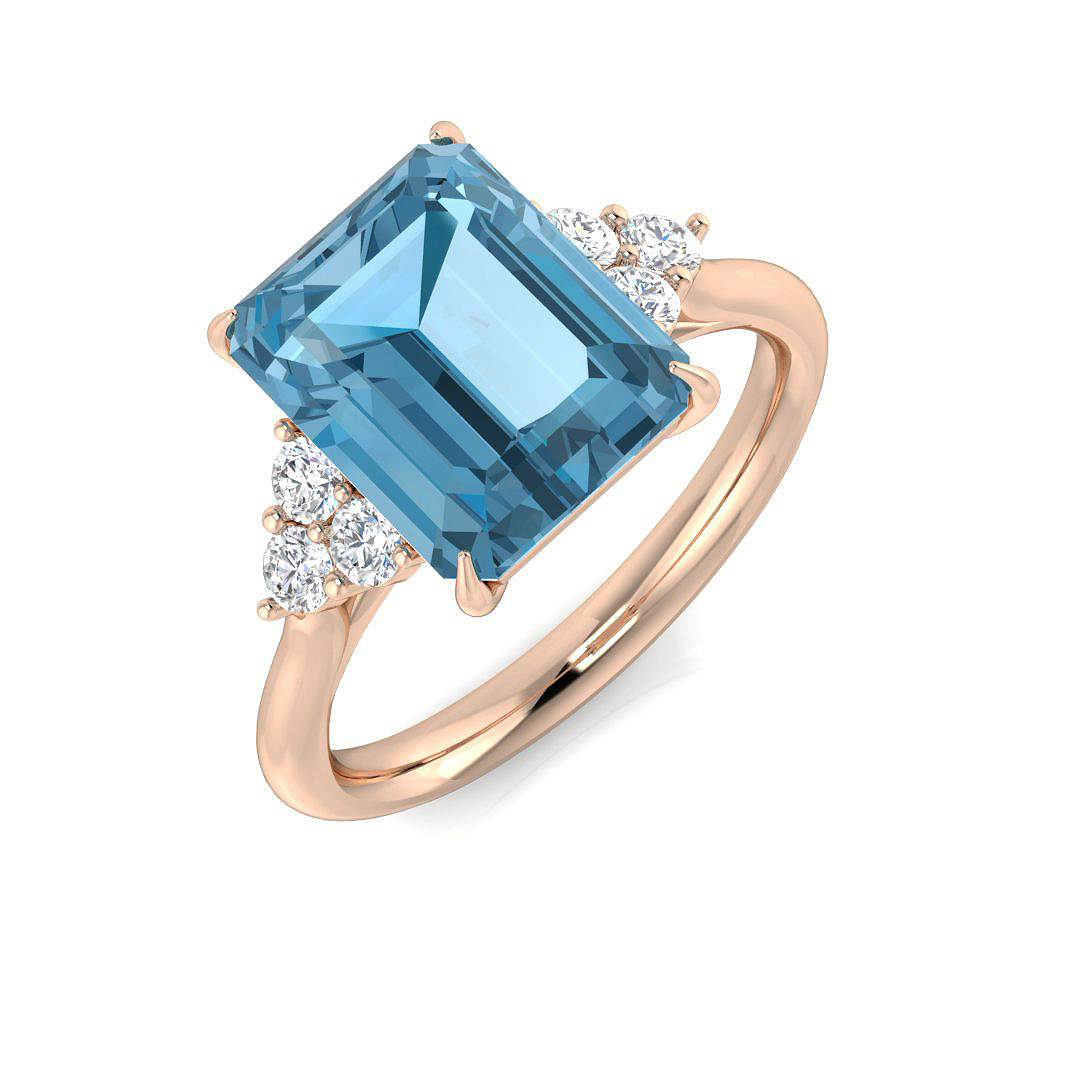 Wennaisa Blue Topaz 4 Prong  Engagement Ring