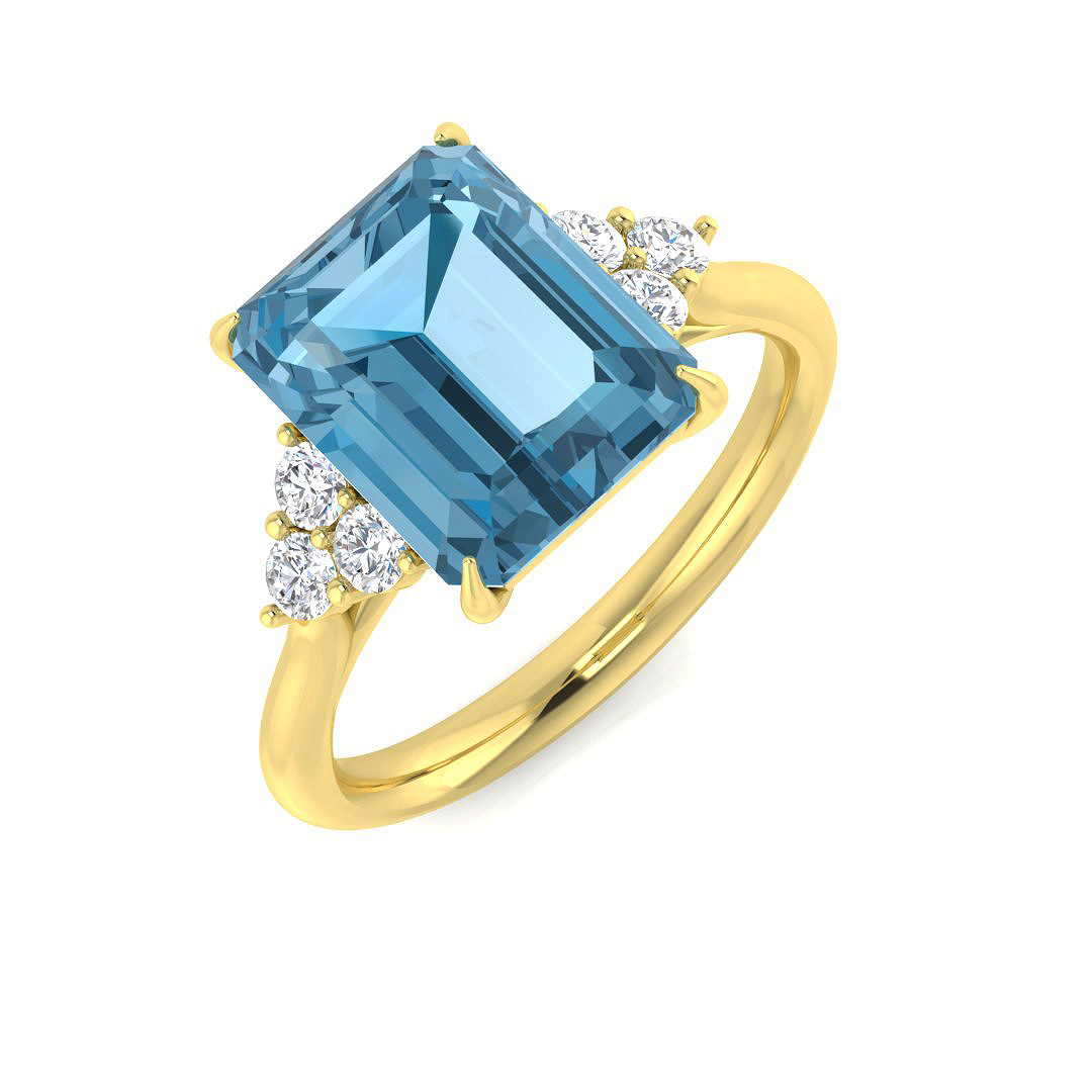 Wennaisa Blue Topaz 4 Prong  Engagement Ring
