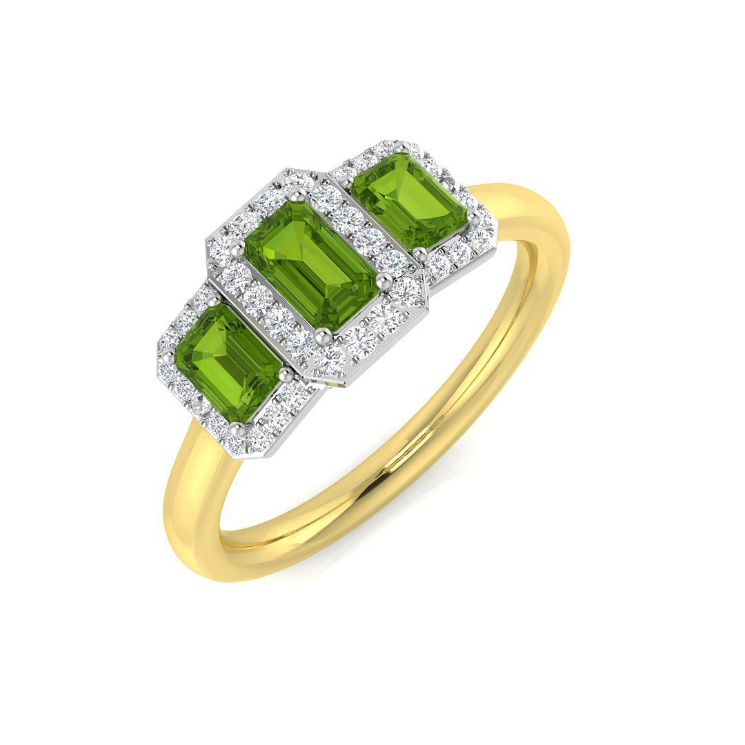 Ellry Peridot Prong set  Diamond Ring