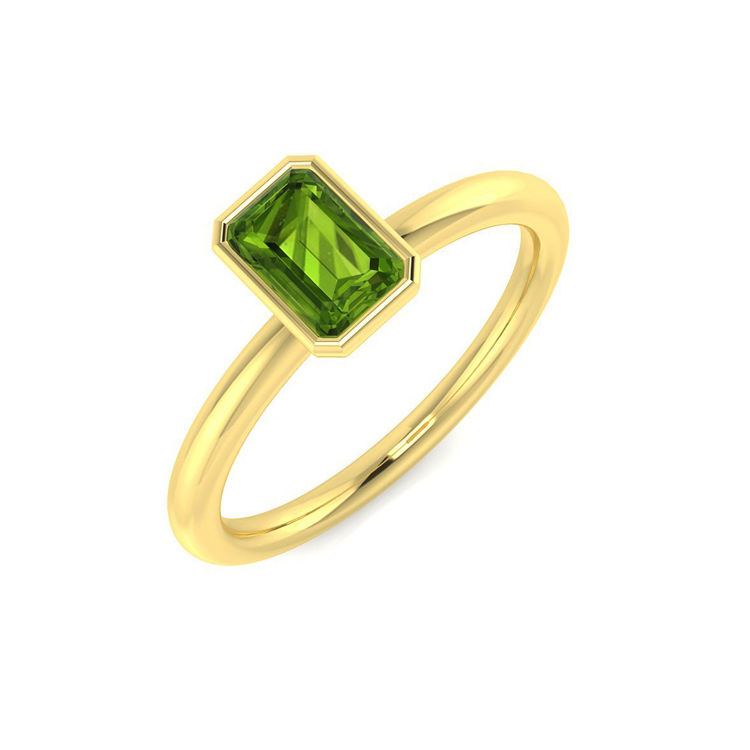 Alverna Peridot Bezel set  Diamond Ring