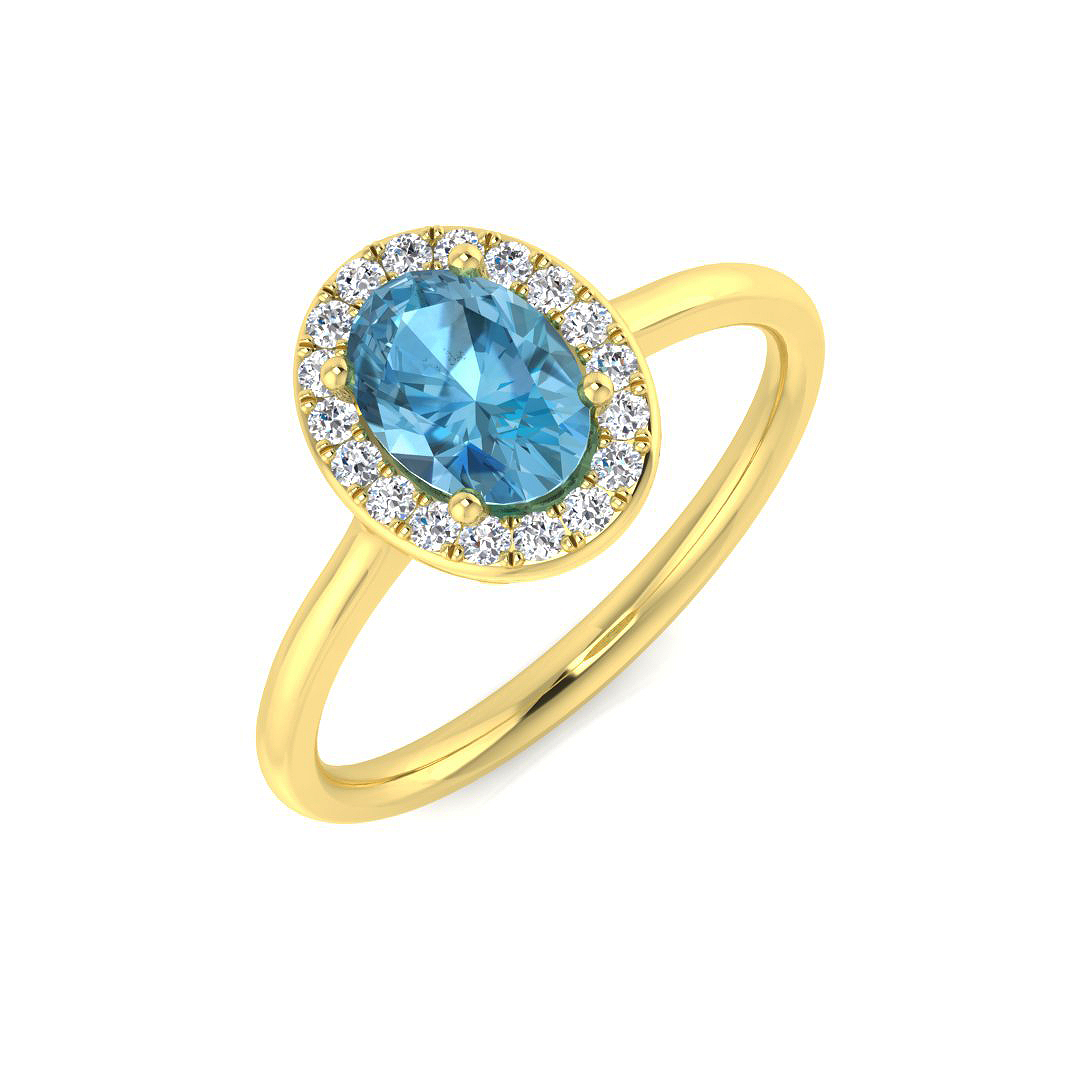 Lizza Blue Topaz 4 Prong  Engagement Ring