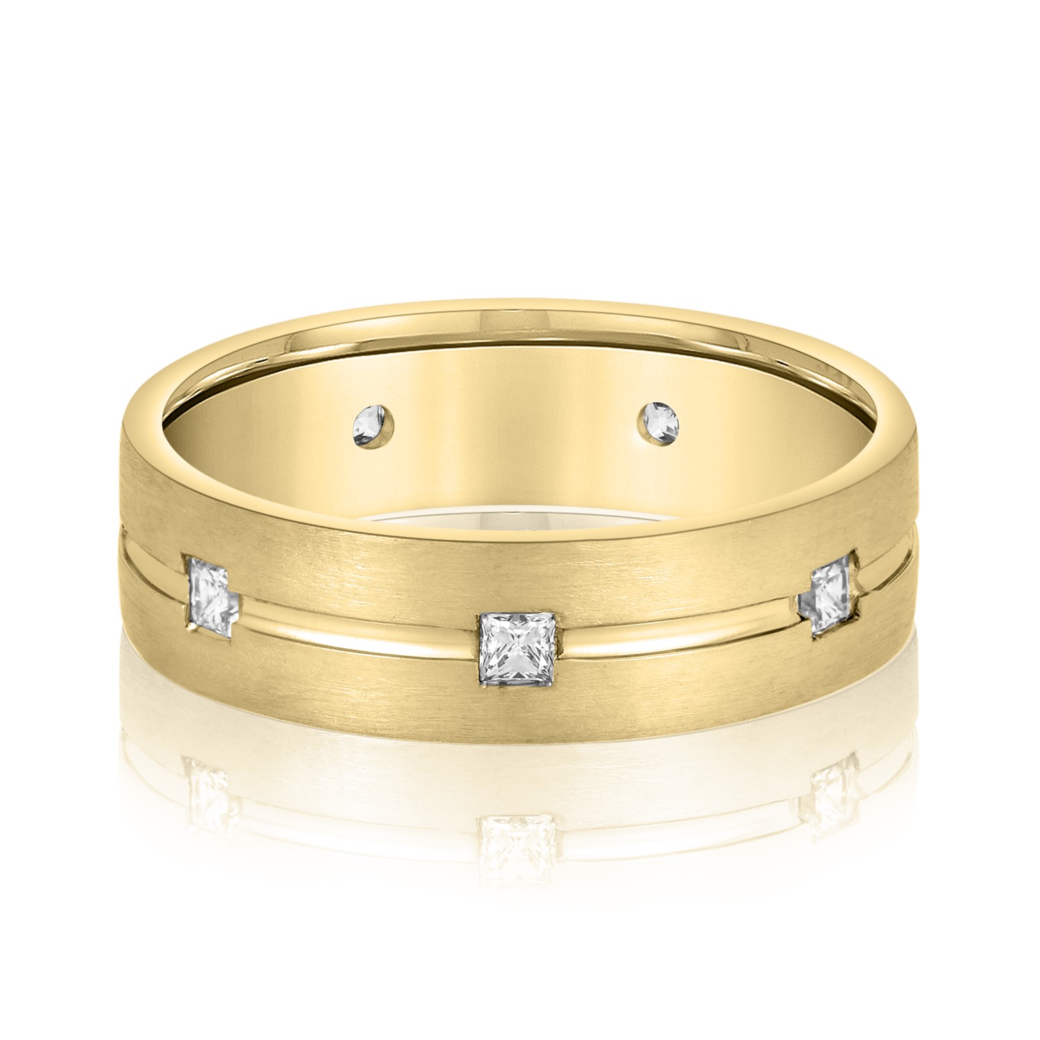Nerosana Natural Diamond Flush Set Wedding Ring