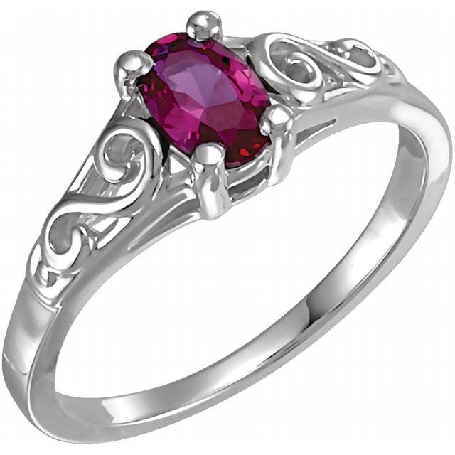 0.60 Carat 4 Prong Setting Oval Shaped Ruby Solitaire Ring