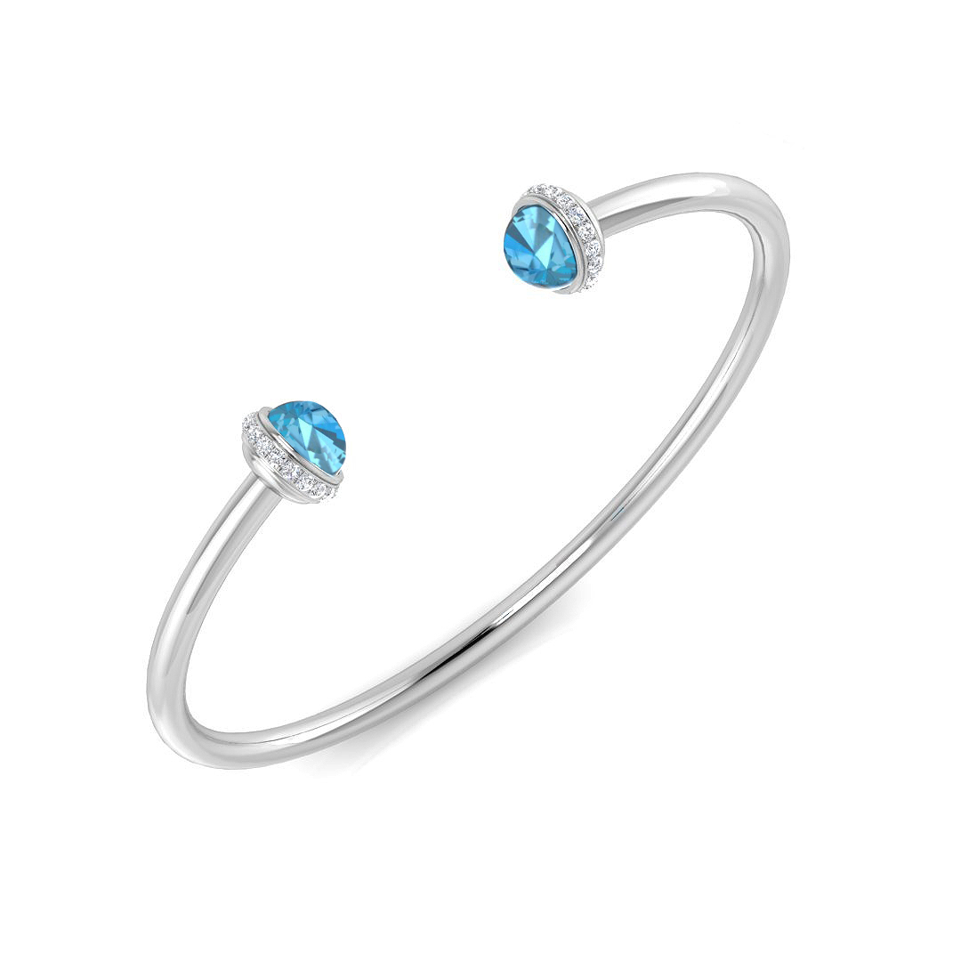 2.65 ct Blue Topaz Round Bangle