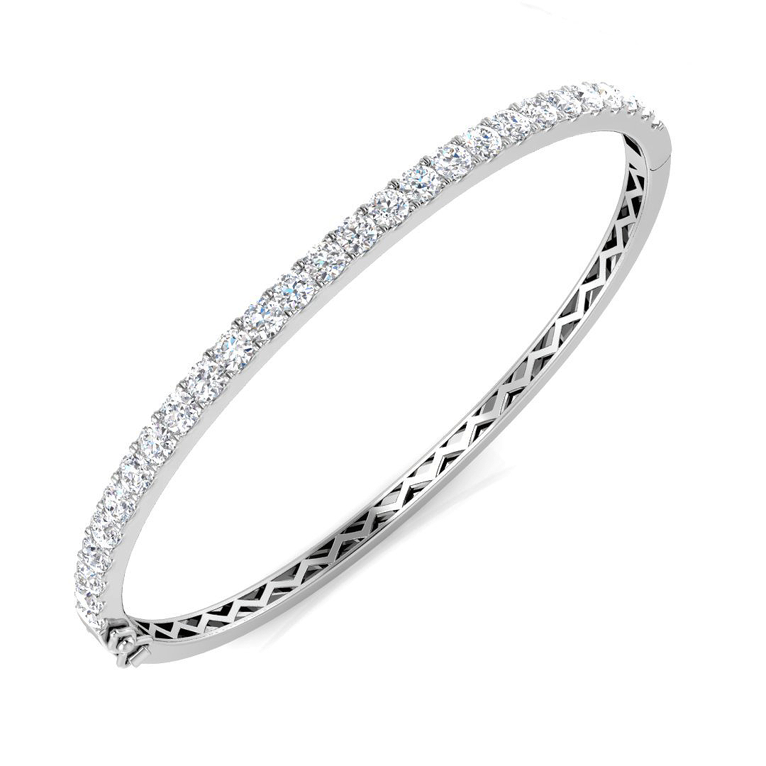 3 ct Natural Diamond Round Bangle