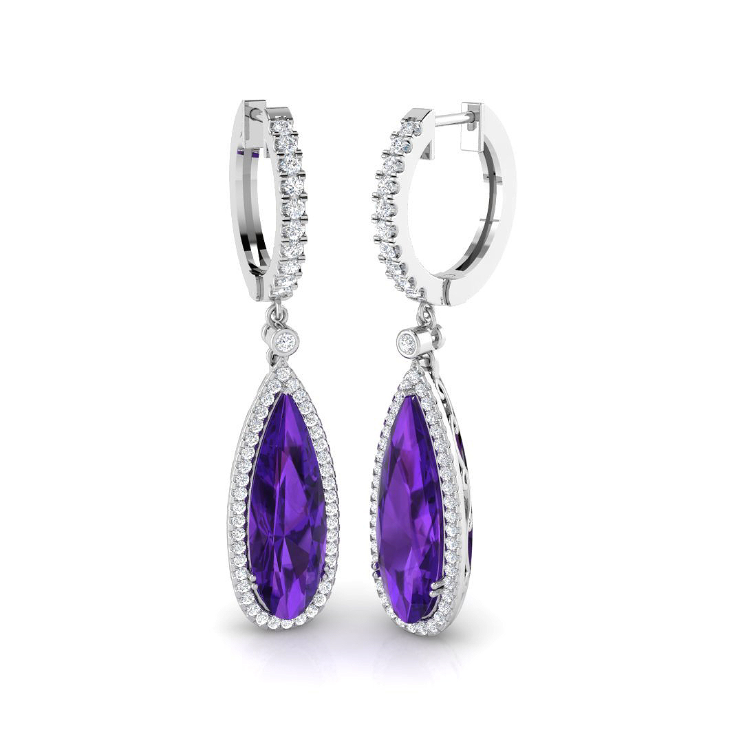 6.15 ct Amethyst Pear Earrings