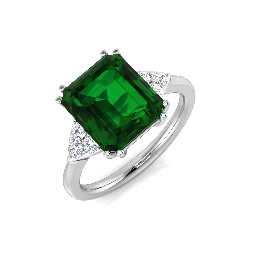 3.2 ct Natural Diamond Emerald Ring