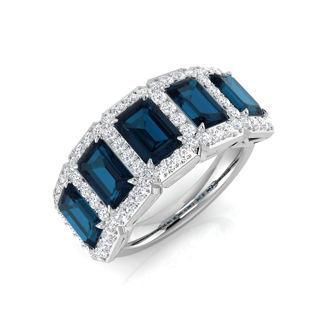 4.25 ct Blue Topaz Emerald Ring