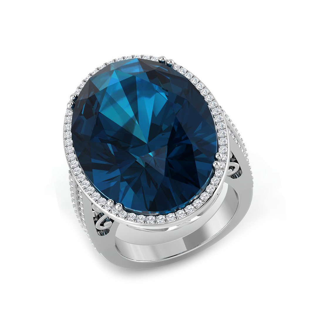 33.1 ct Blue Topaz Oval Ring