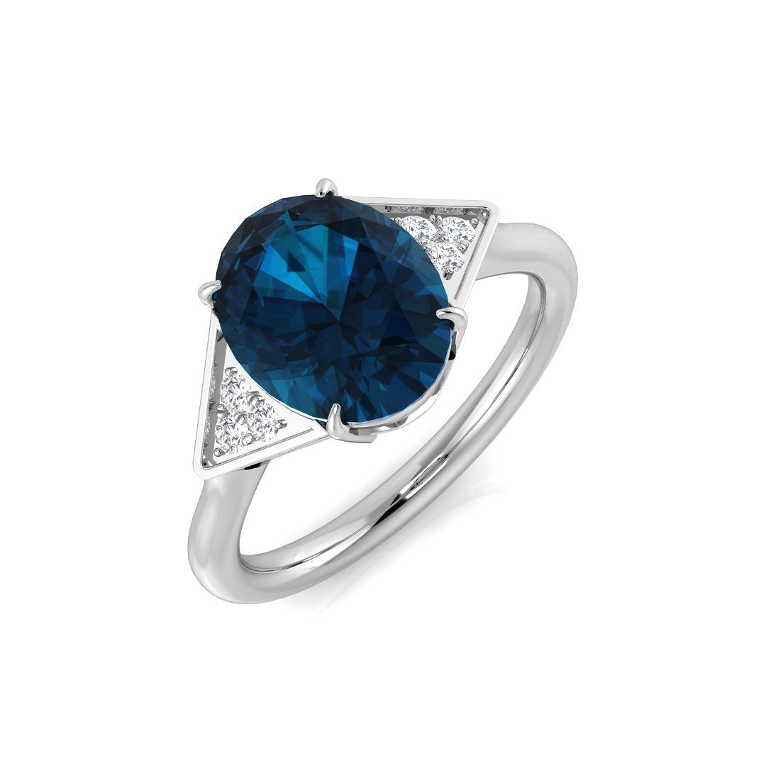 3.5 ct Blue Topaz Oval Ring